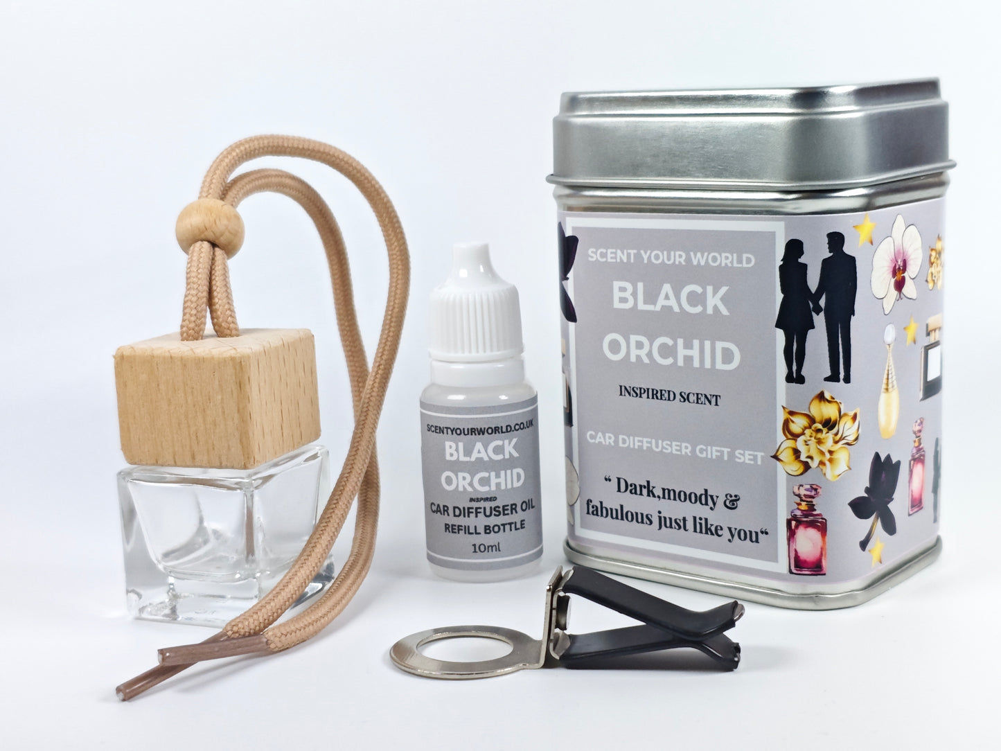 Refillable car diffuser gift set - Black orchid - Inspired scent