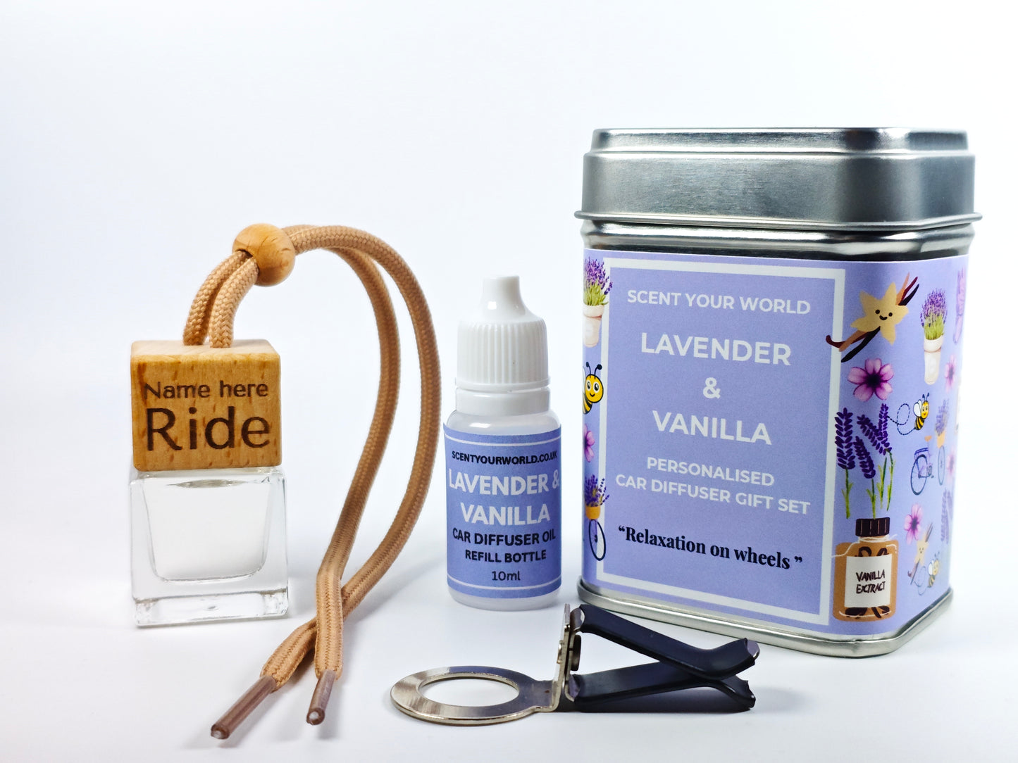 Personalised car diffuser gift set - Lavender & vanilla