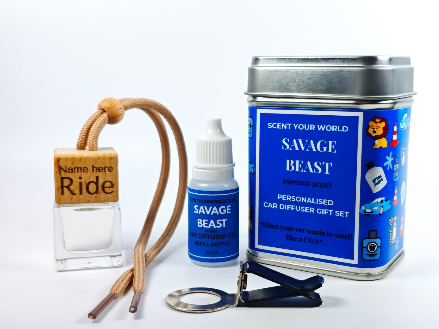 Personalised refillable car diffuser - Savage beast - Inspired scent