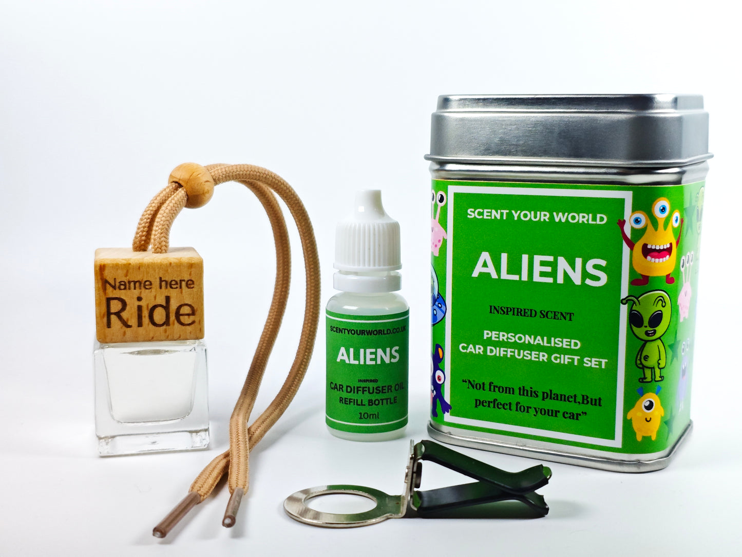 Personalised refillable car diffuser - Aliens - Inspired scent