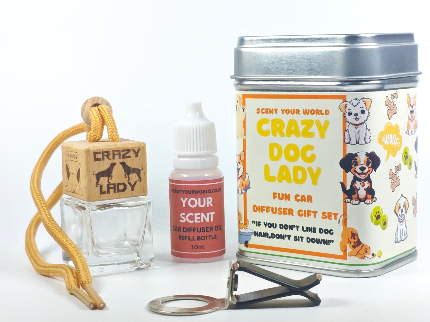 Fun car diffuser gift set - Crazy dog lady