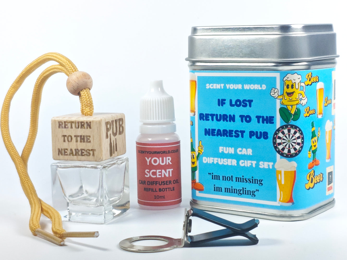 Fun car diffuser gift set - If lost, return to the nearest pub
