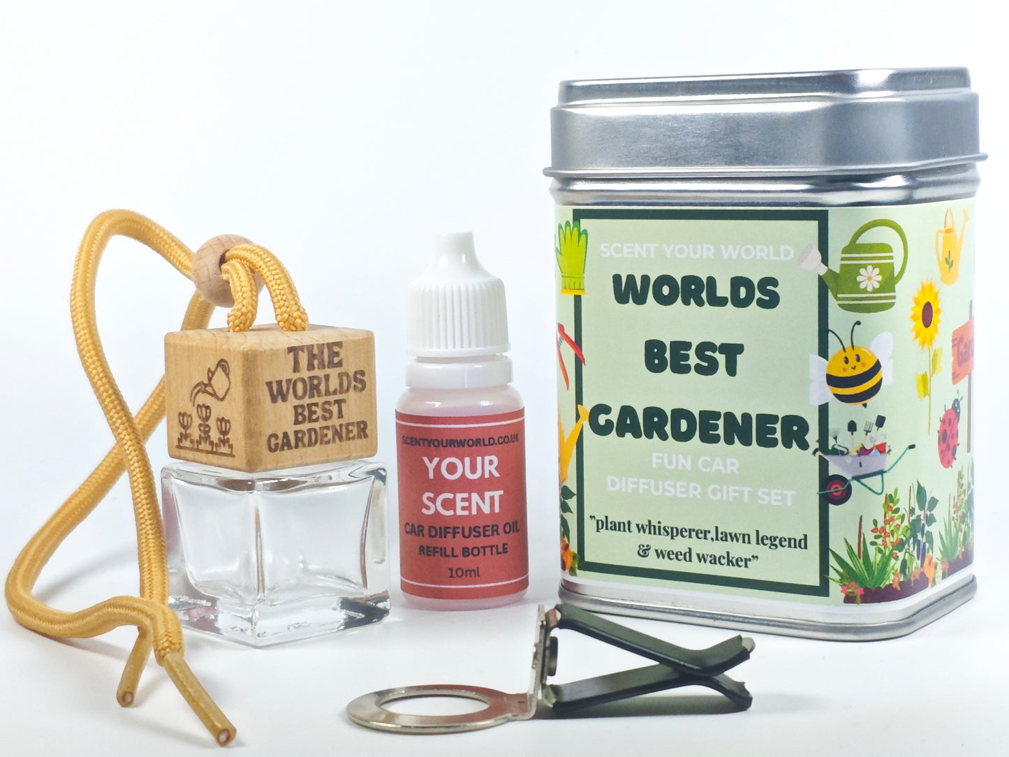 Fun car diffuser gift set - World's best gardener