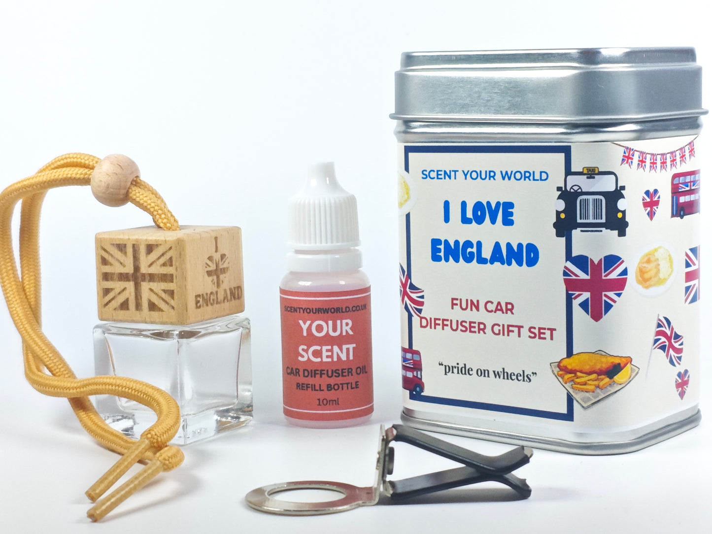 Fun car diffuser gift set - I love england