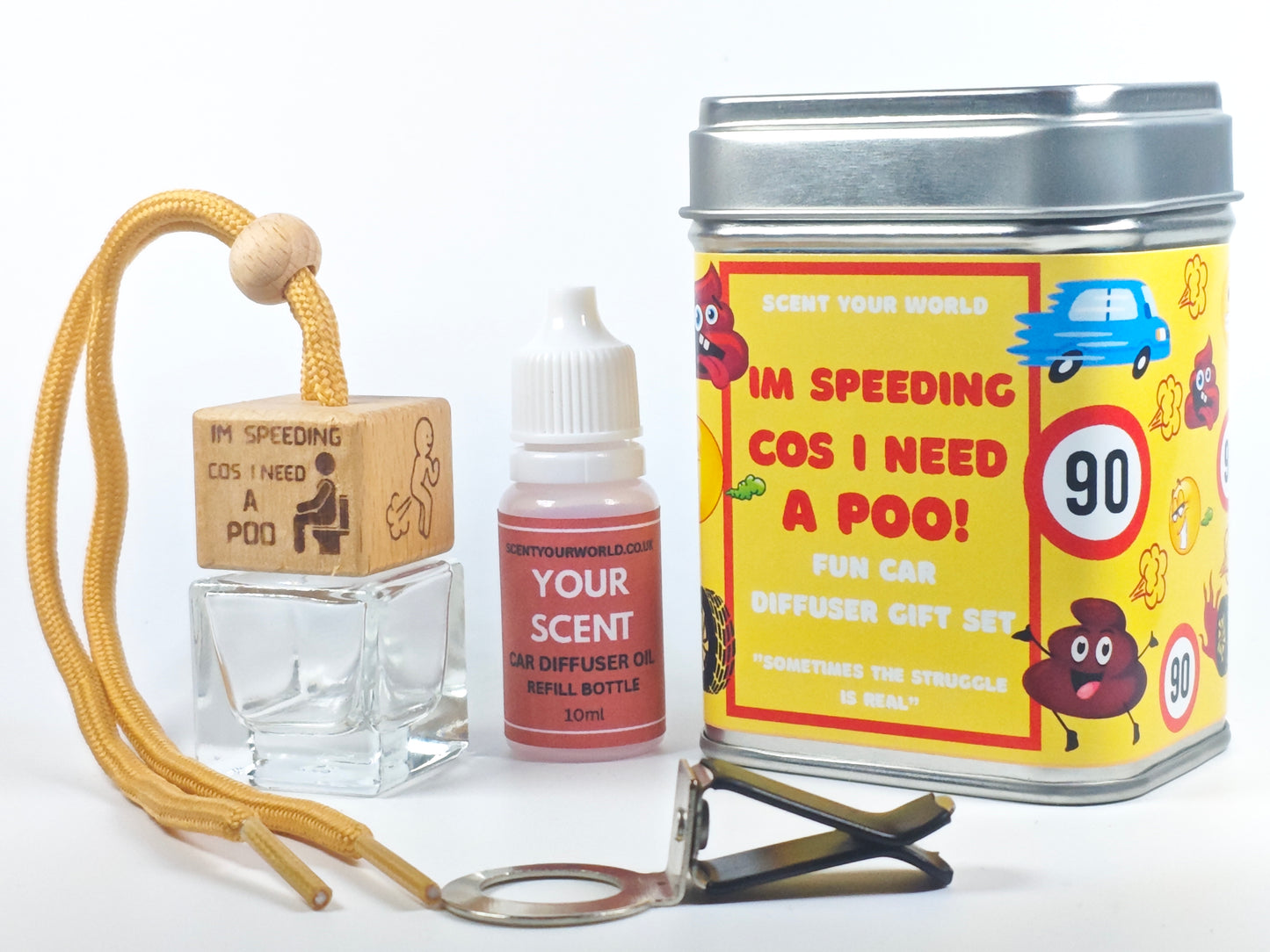 Fun car diffuser gift set - I'm speeding cos i need a poo