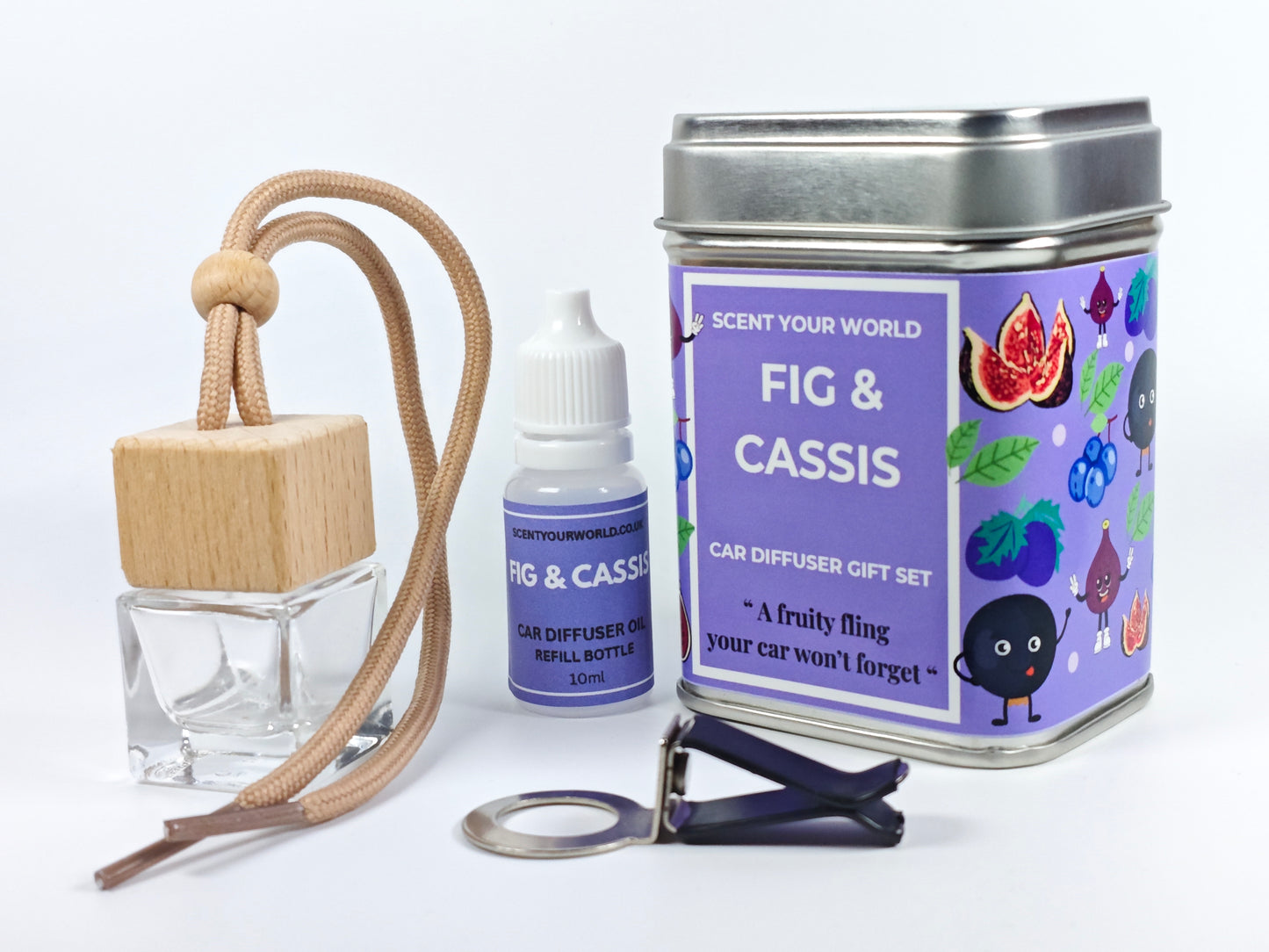 Refillable car diffuser gift set - Fig & cassis