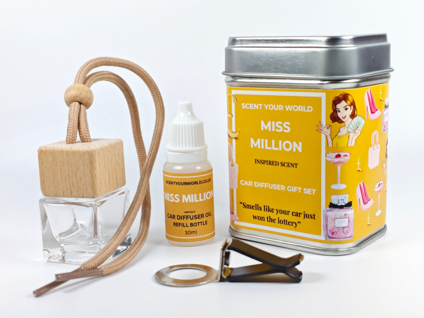 Refillable car diffuser gift set - Miss million - Inspired scent