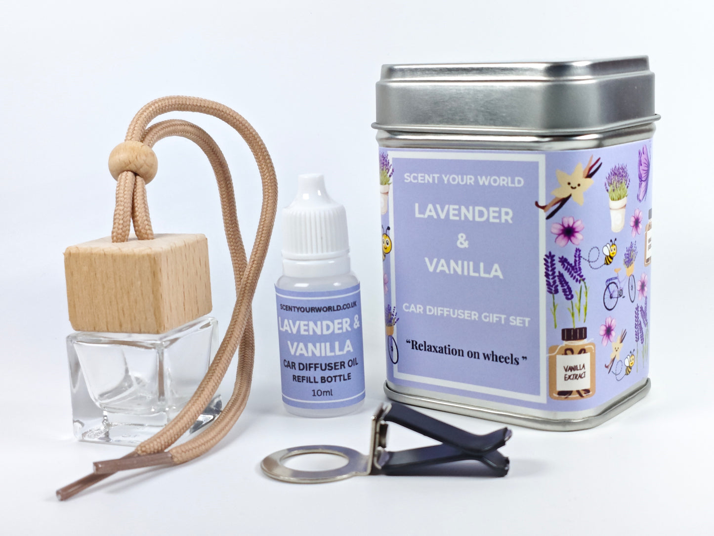Refillable car diffuser - Lavender & vanilla