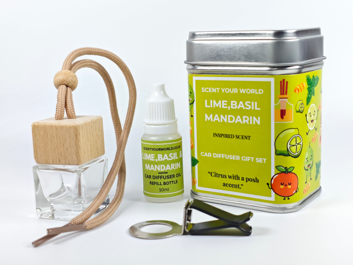 Refillable car diffuser - Lime, Basil and mandarin - Inspired scent