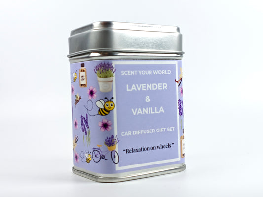 Refillable car diffuser gift set - Lavender & vanilla