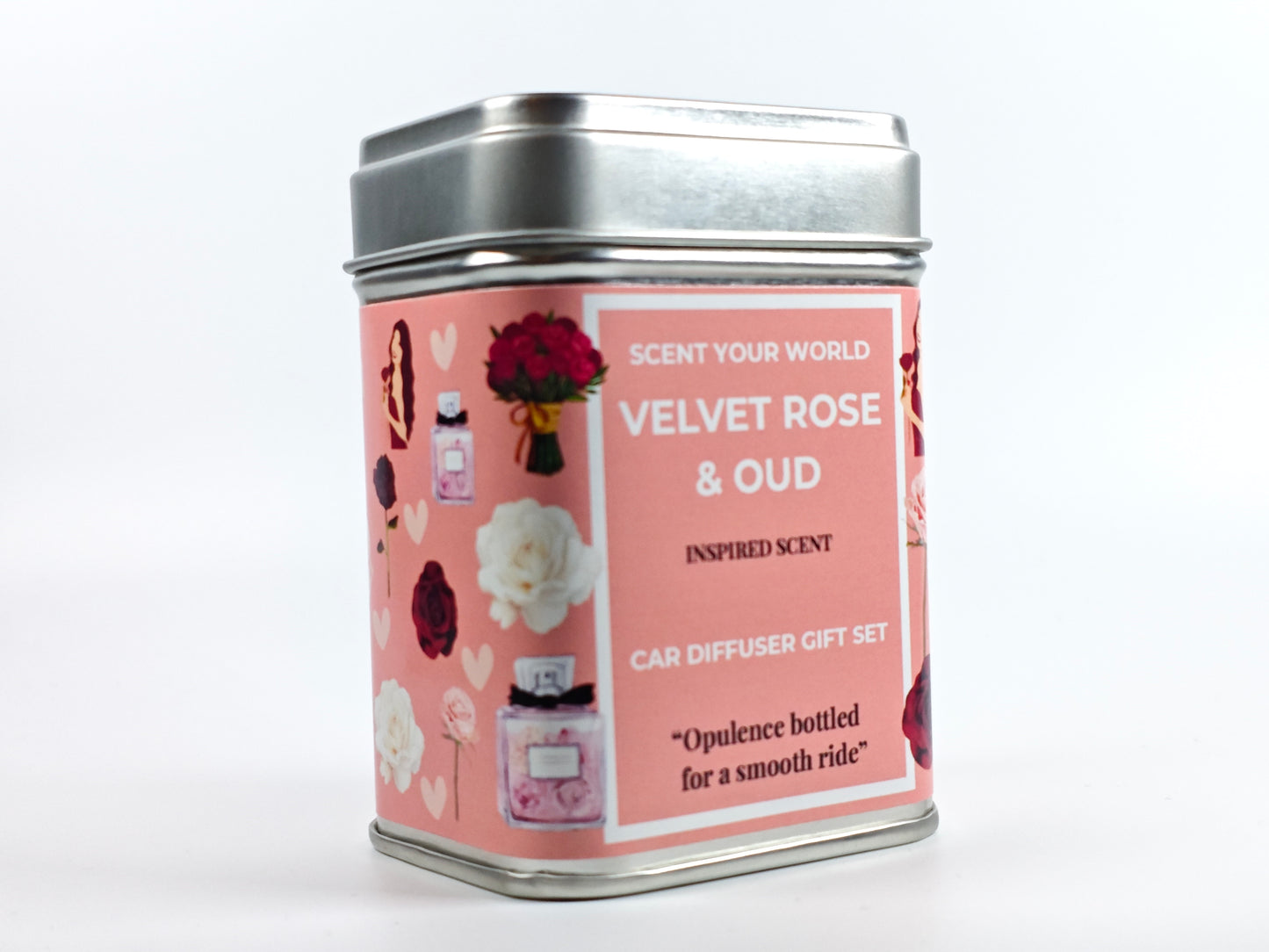 Refillable car diffuser gift set - Velvet rose & oud - Inspired scent