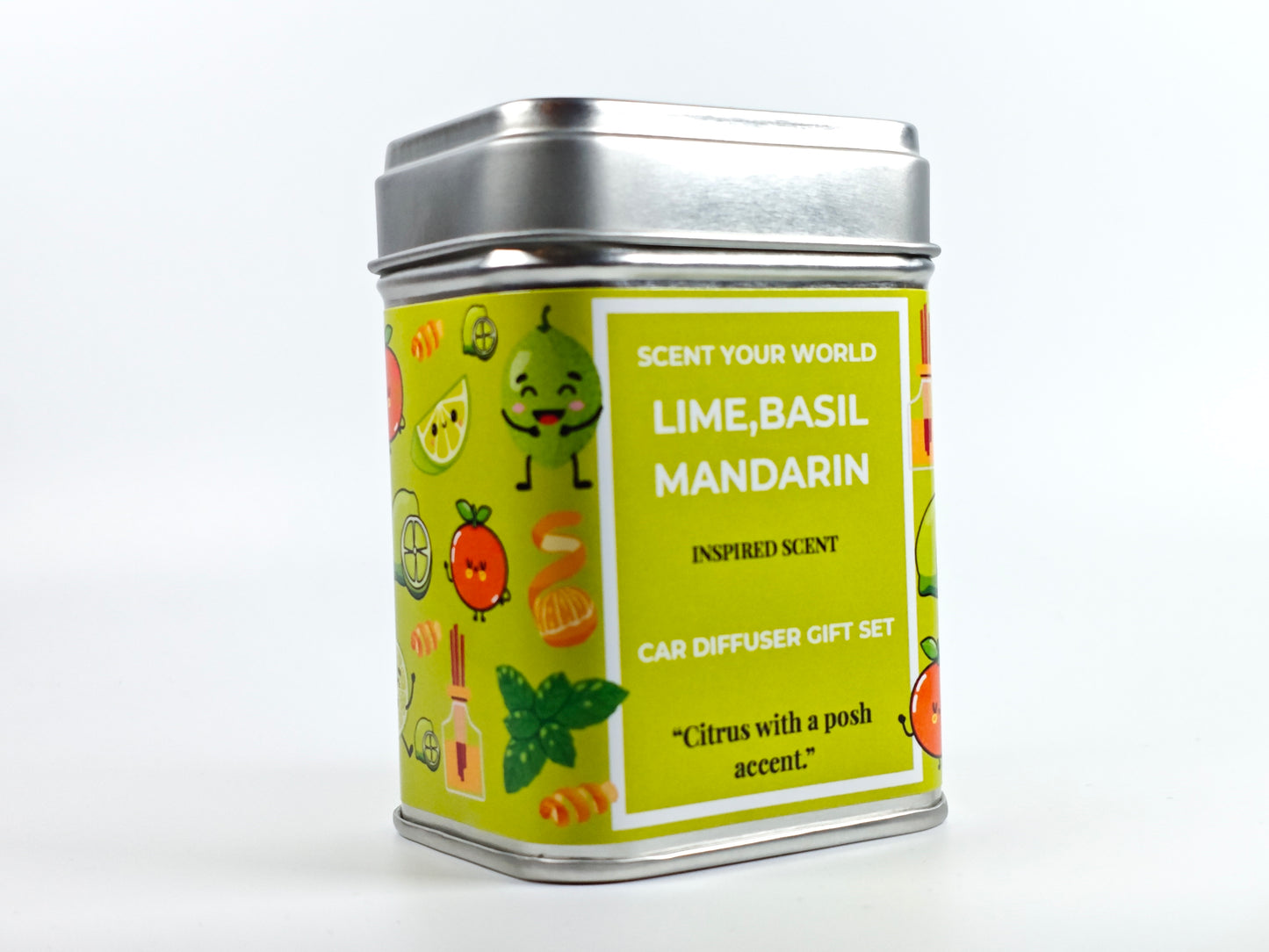 Refillable car diffuser gift set - Lime, basil, and mandarin - Inspired scent