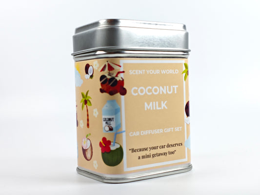 Refillable car diffuser gift set - Coconut milk