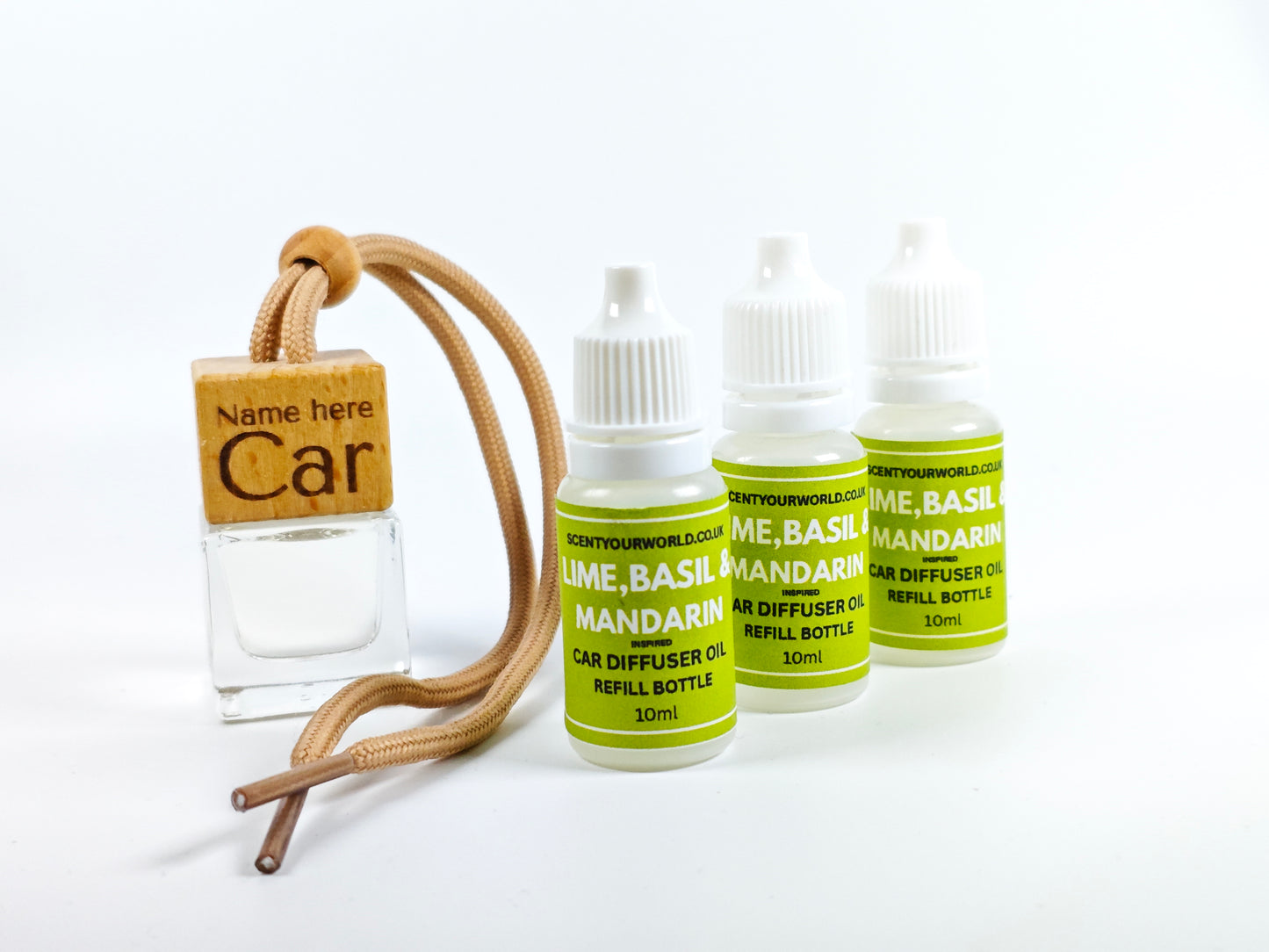 Personalised refillable car diffuser - Lime, Basic, and Mandarin - Inspired scent