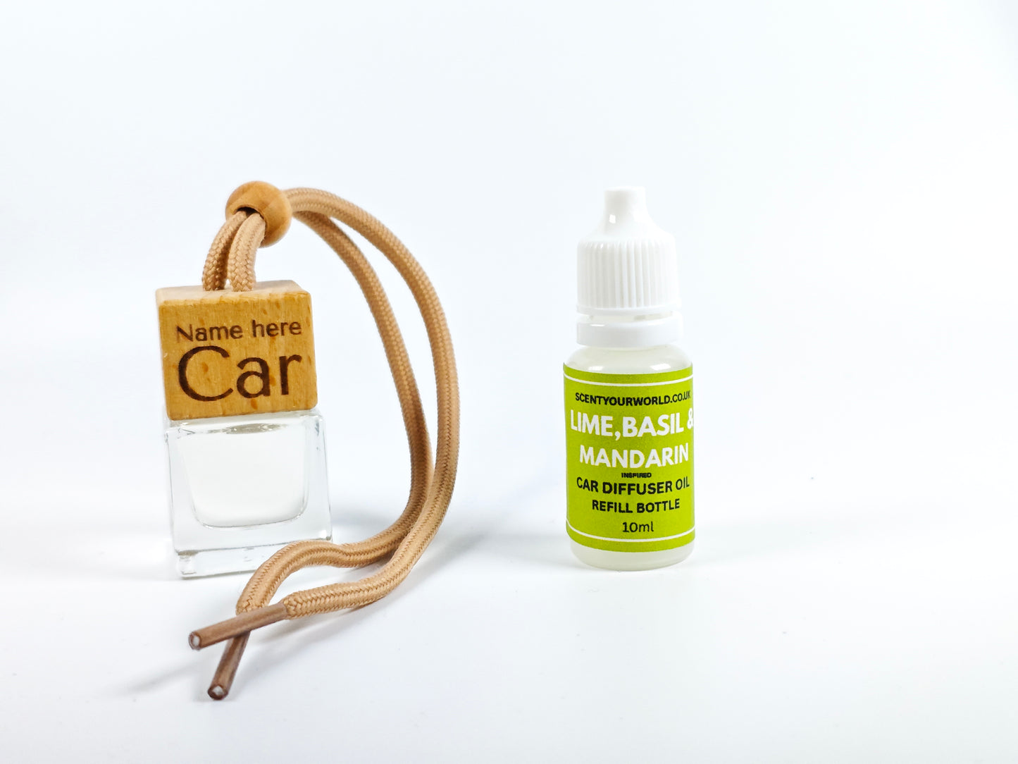 Personalised refillable car diffuser - Lime, Basic, and Mandarin - Inspired scent