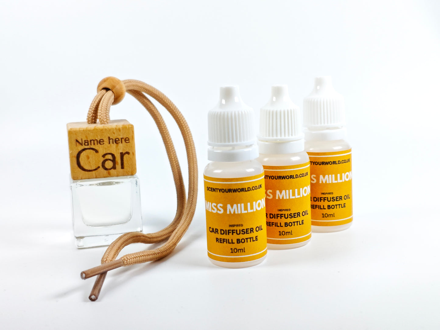 Personalised refillable car diffuser - Miss million - Inspired scent