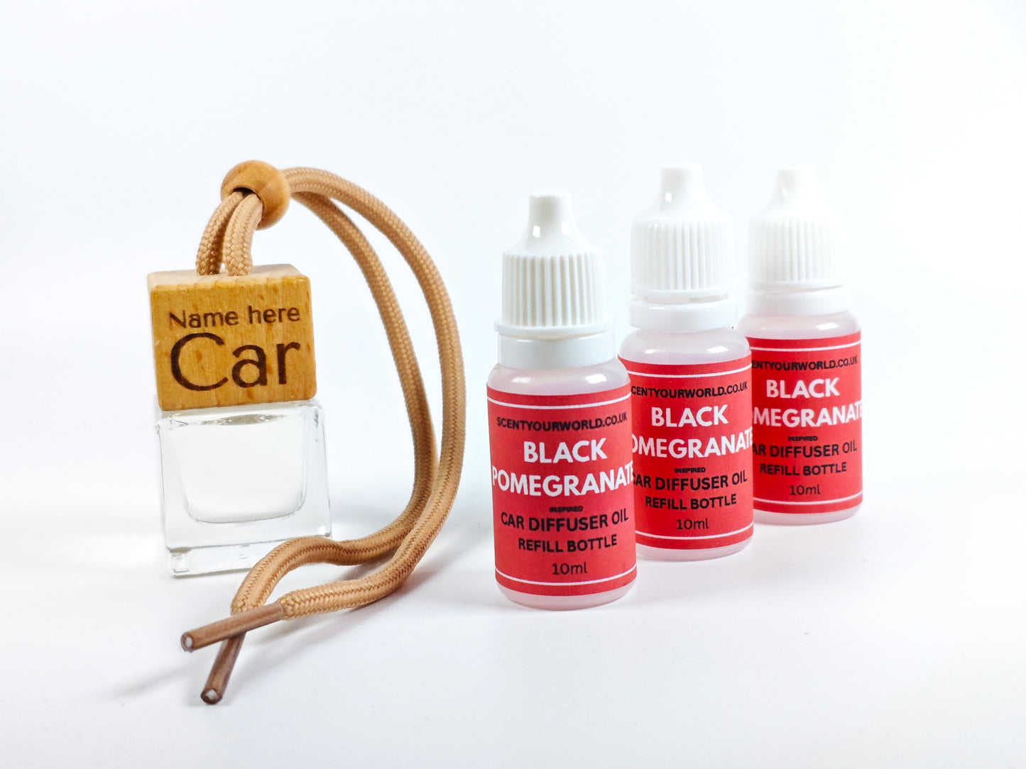 Personalised refillable car diffuser - Black pomegranate - Inspired scent