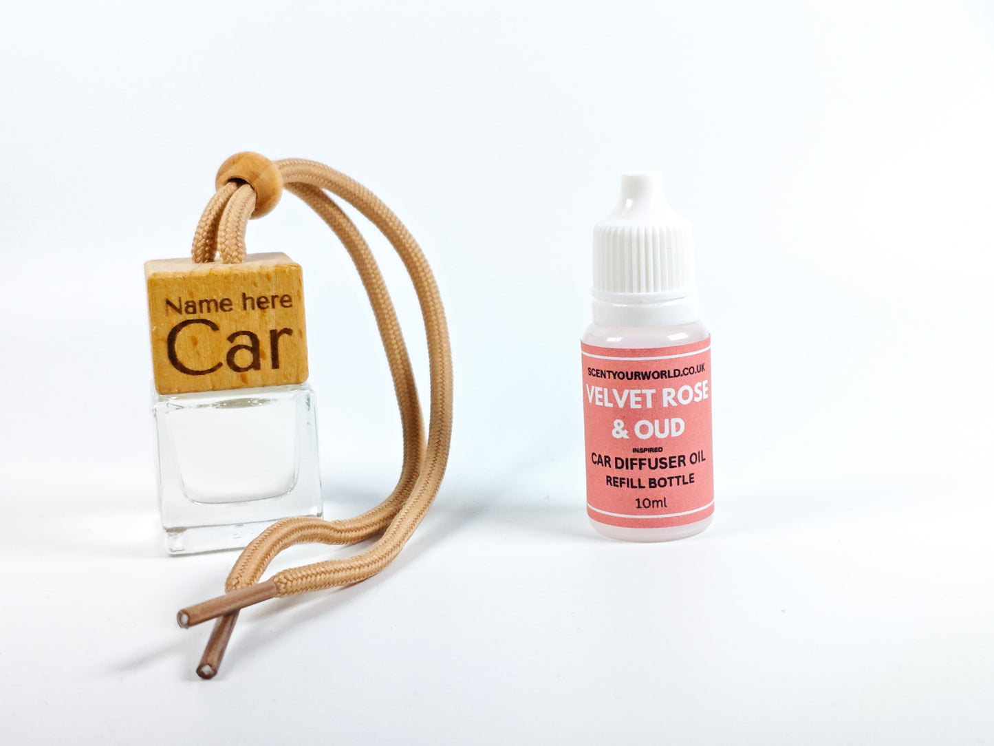Personalised refillable car diffuser - Velvet rose & oud - Inspired scent