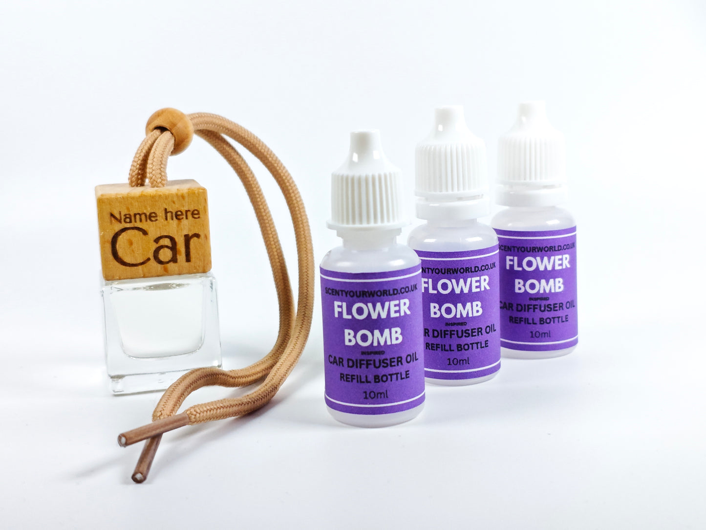Personalised refillable car diffuser - Flower bomb - Inspired scent