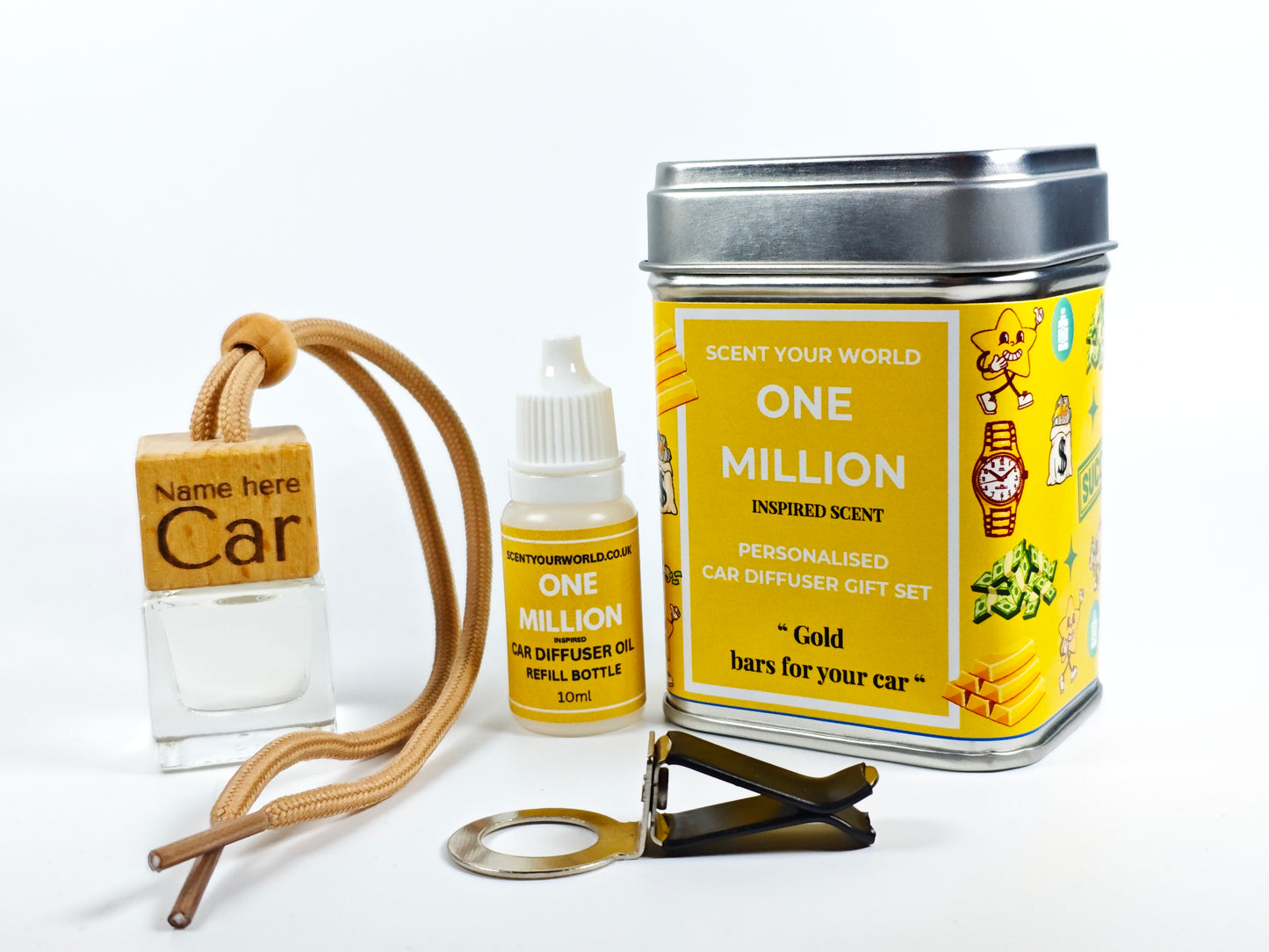 Personalised car diffuser gift set - One million - Inspired scent