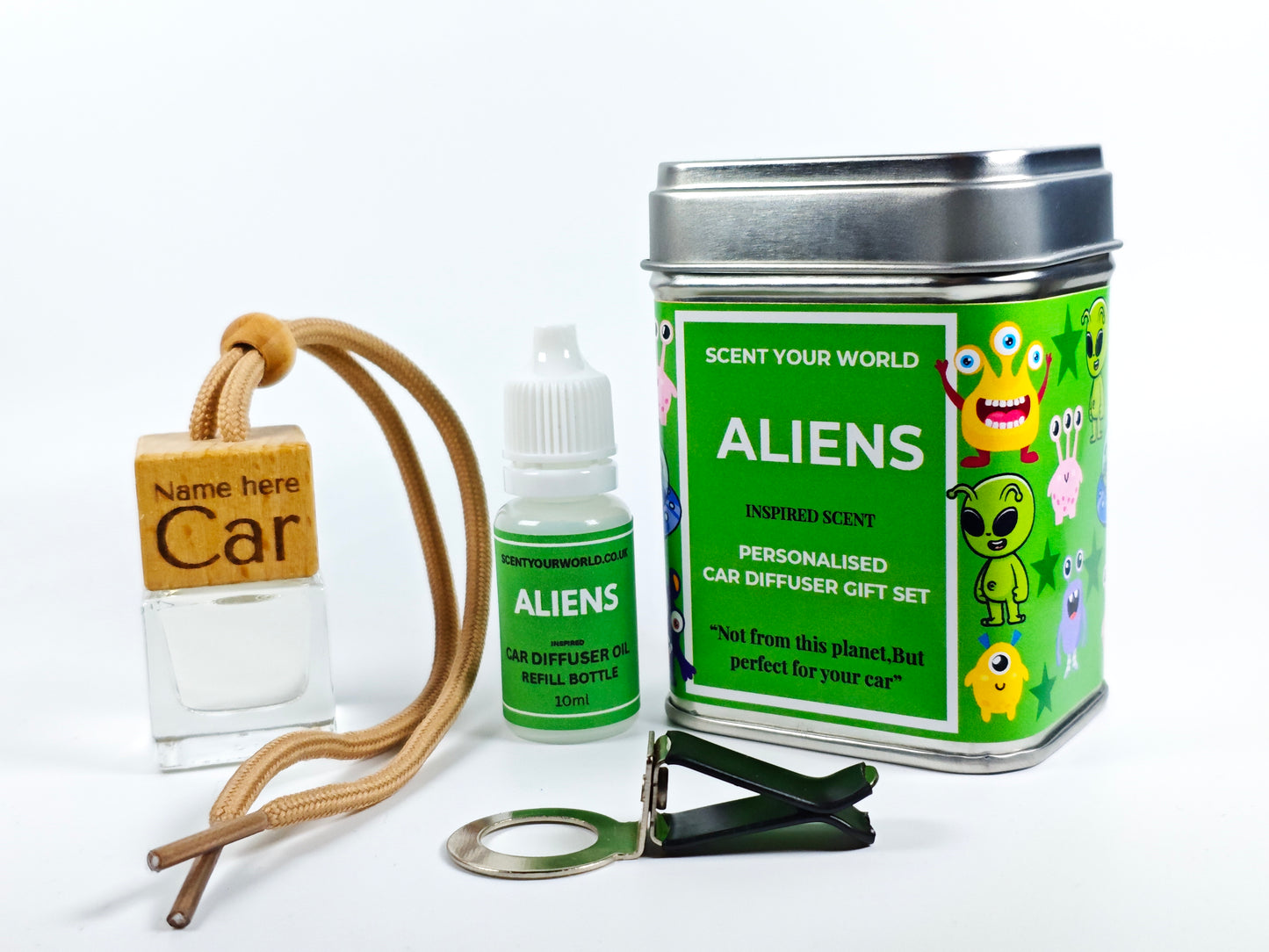 Personalised refillable car diffuser - Aliens - Inspired scent
