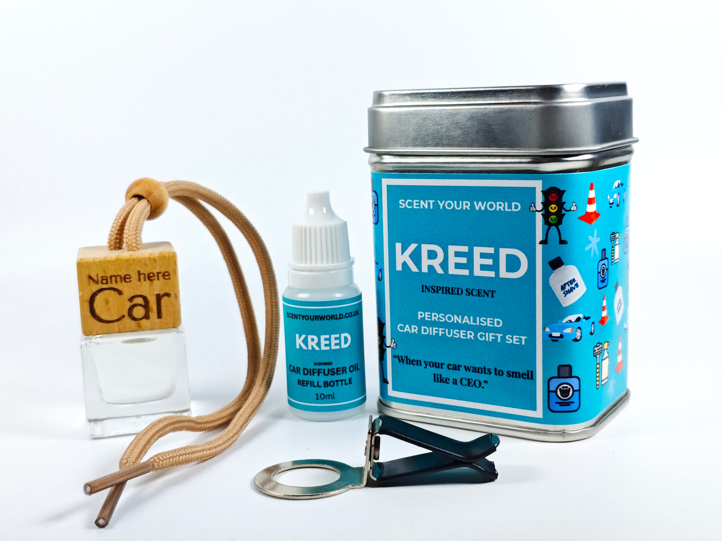Personalised refillable car diffuser - Kreed - Inspired scent