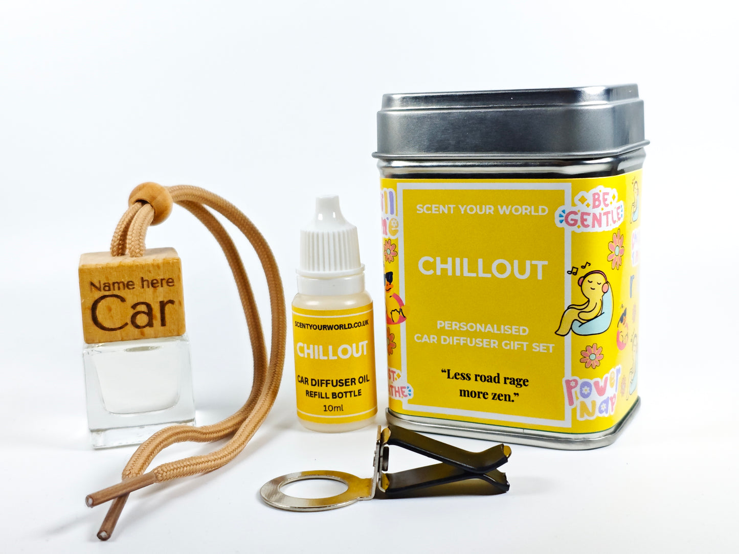 Personalised car diffuser gift set - Chill out