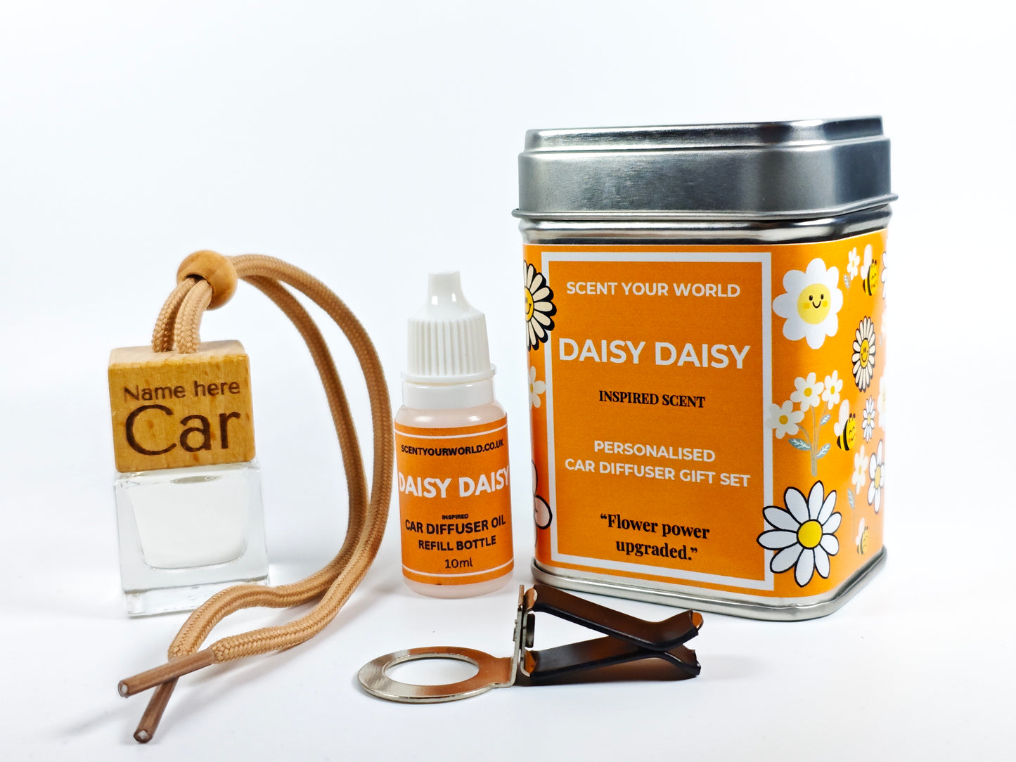Personalised car diffuser gift set - Daisy daisy - Inspired scent