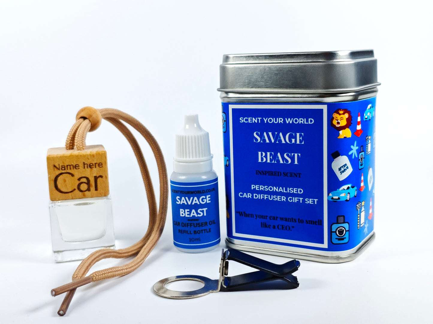 Personalised refillable car diffuser - Savage beast - Inspired scent