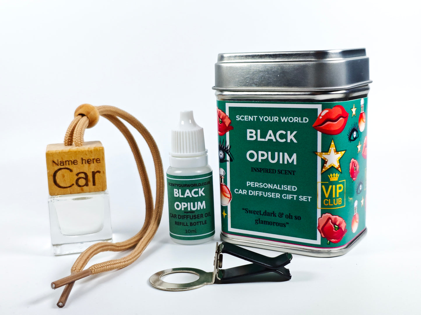 Personalised refillable car diffuser - Black opium - Inspired scent