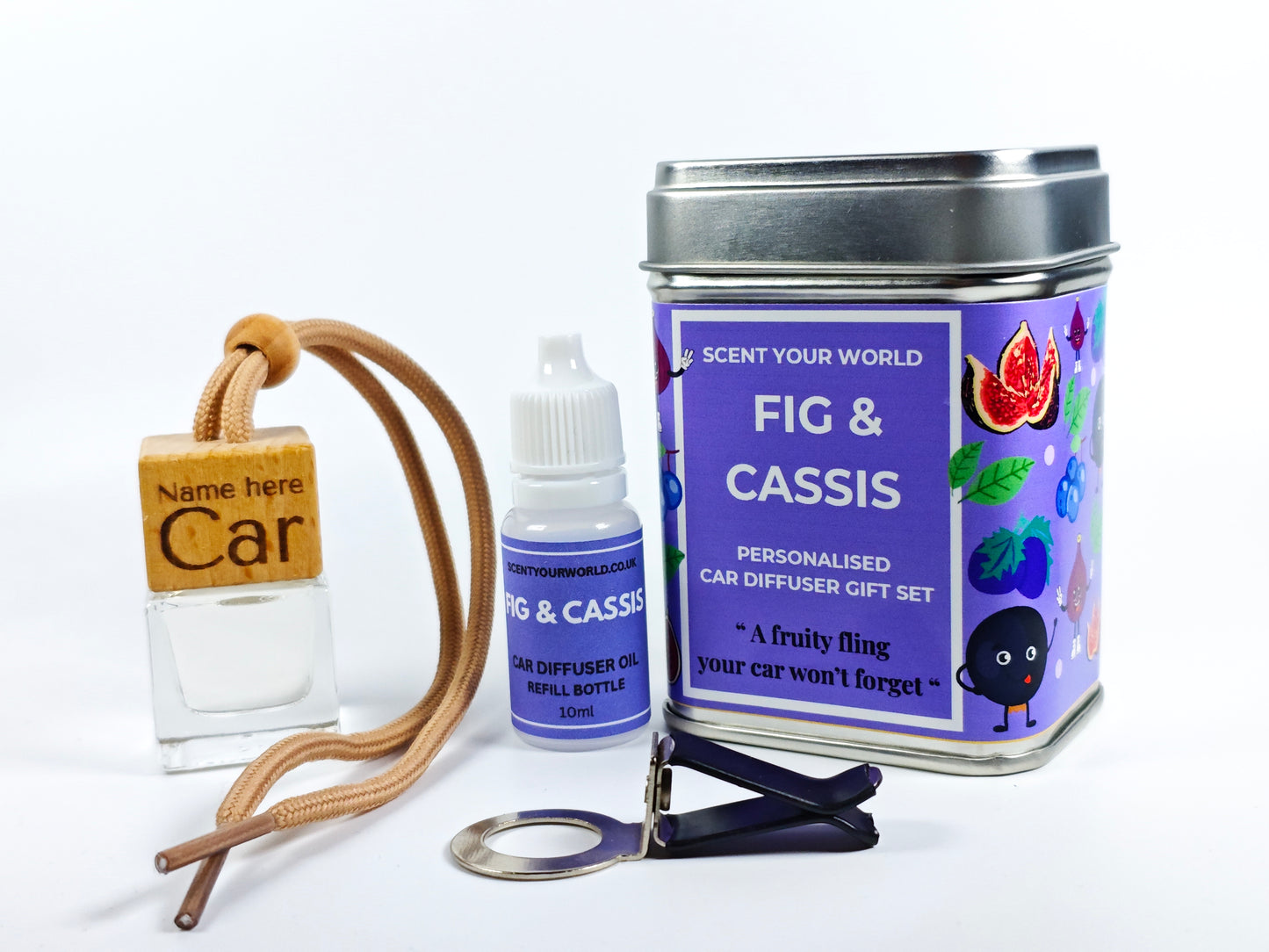 Personalised refillable car diffuser - Fig & cassis