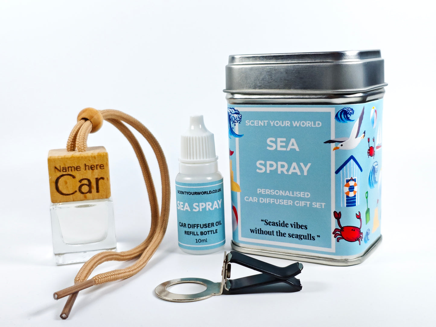 Personalised car diffuser gift set - Sea spray
