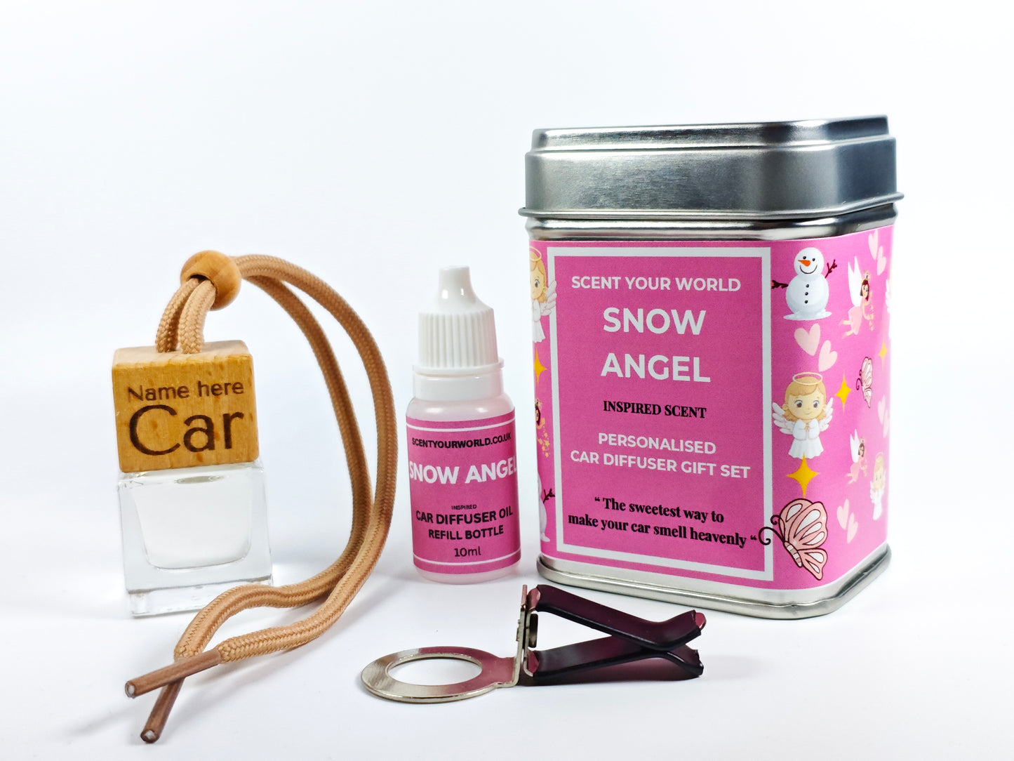 Personalised refillable car diffuser - Snow angel - Inspired scent