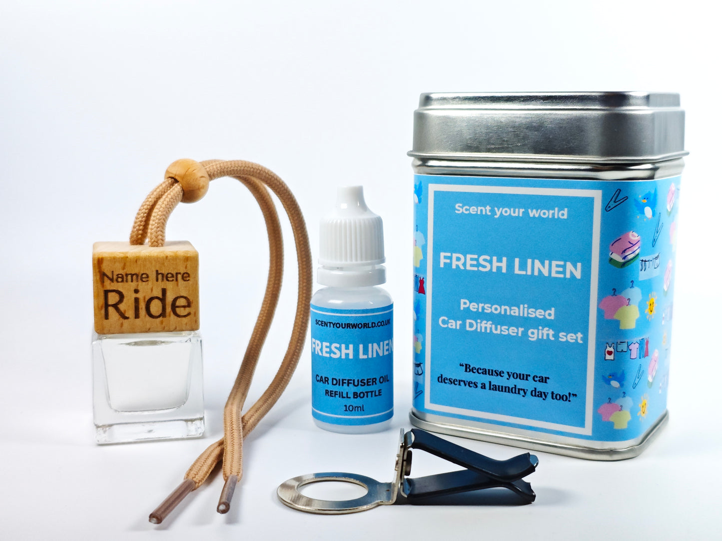 Personalised refillable car diffuser - Fresh linen