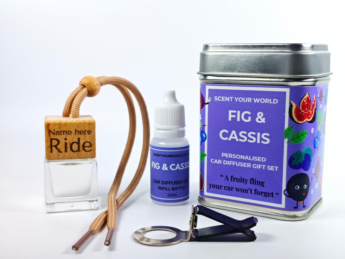Personalised car diffuser gift set - Fig & cassis