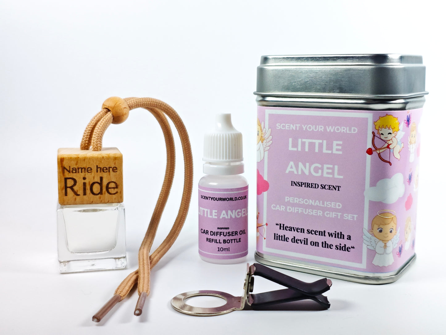 Personalised car diffuser gift set -  Little angel - Inspired scent