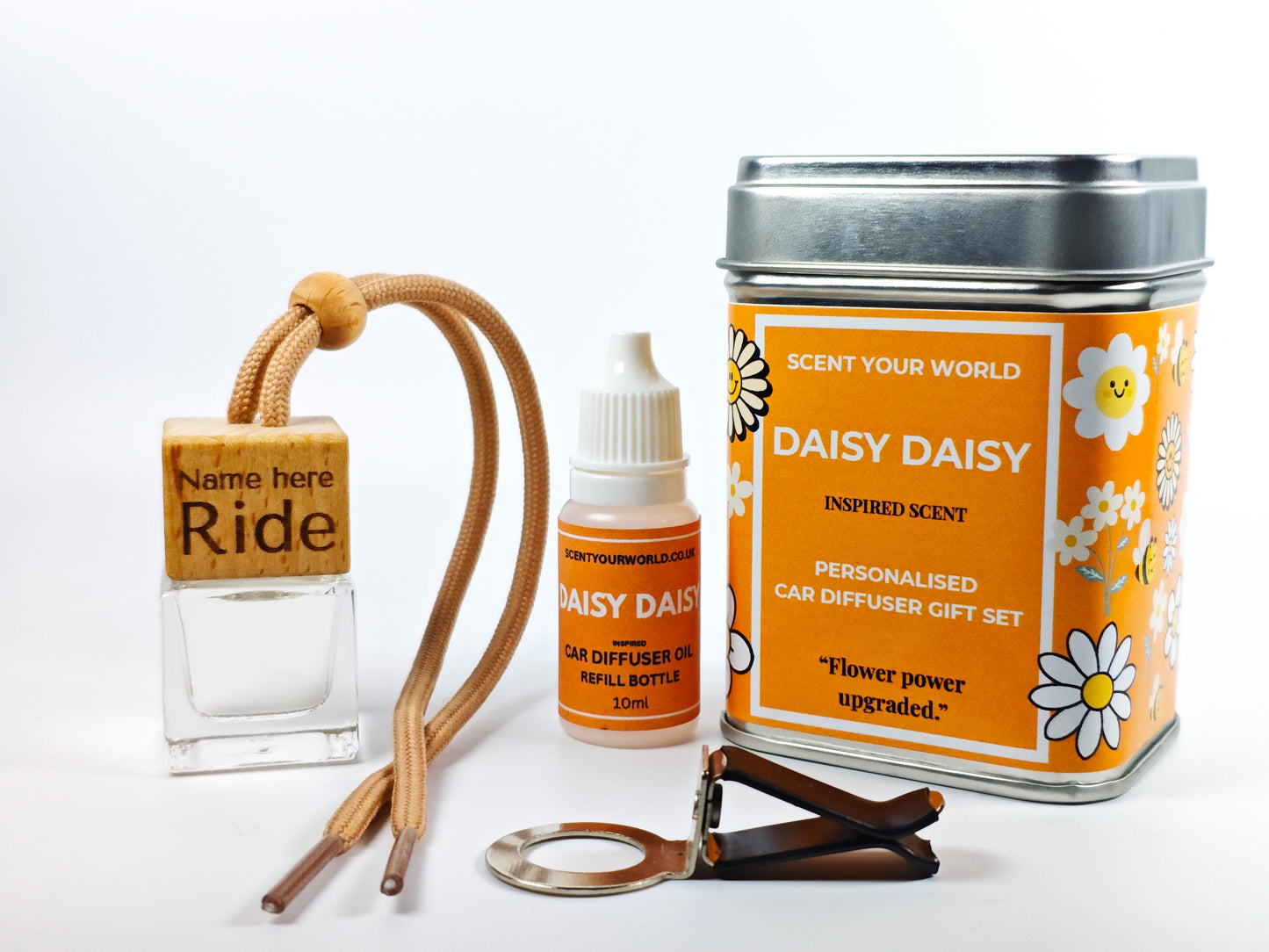 Personalised car diffuser gift set - Daisy daisy - Inspired scent