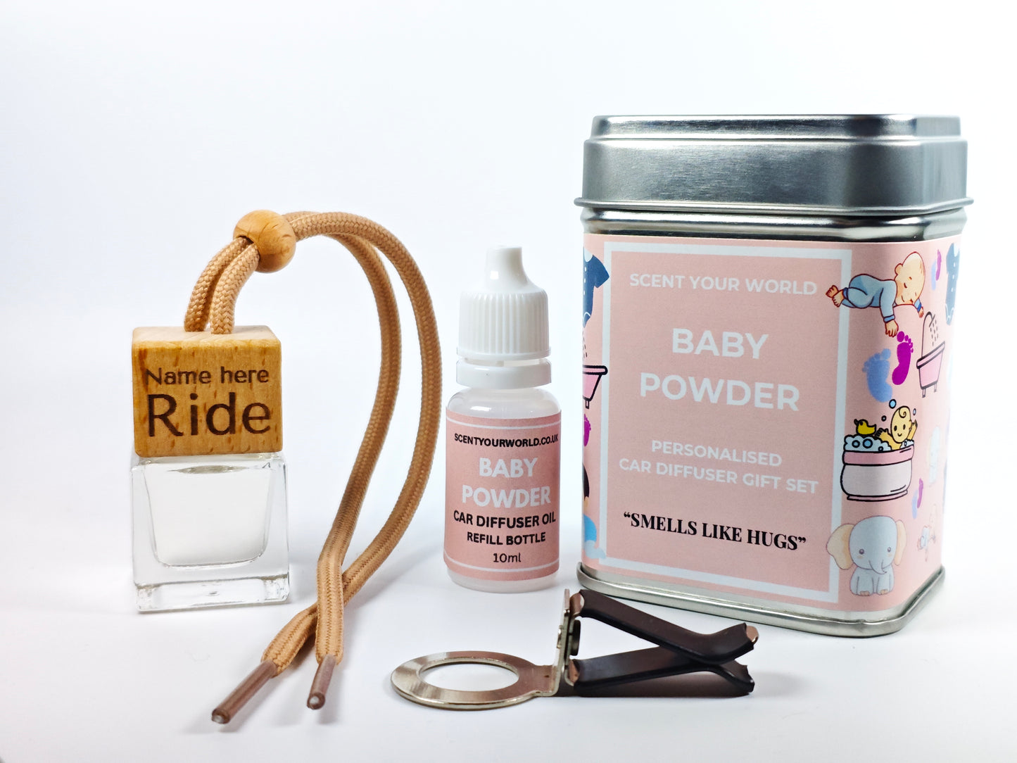 Personalised refillable car diffuser - Baby powder