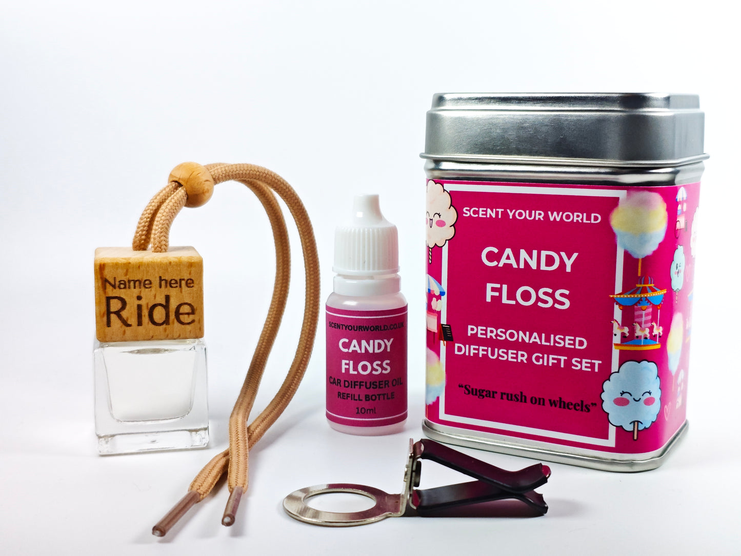 Personalised refillable car diffuser - Candy floss