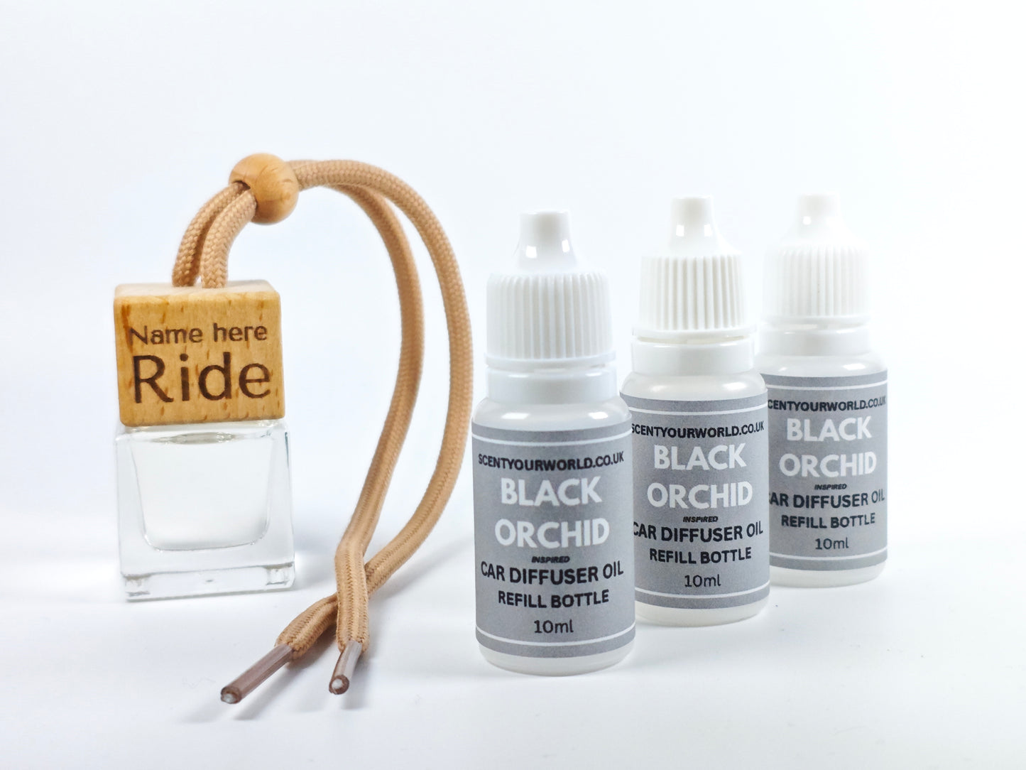 Personalised refillable car diffuser - Black orchid - Inspired scent