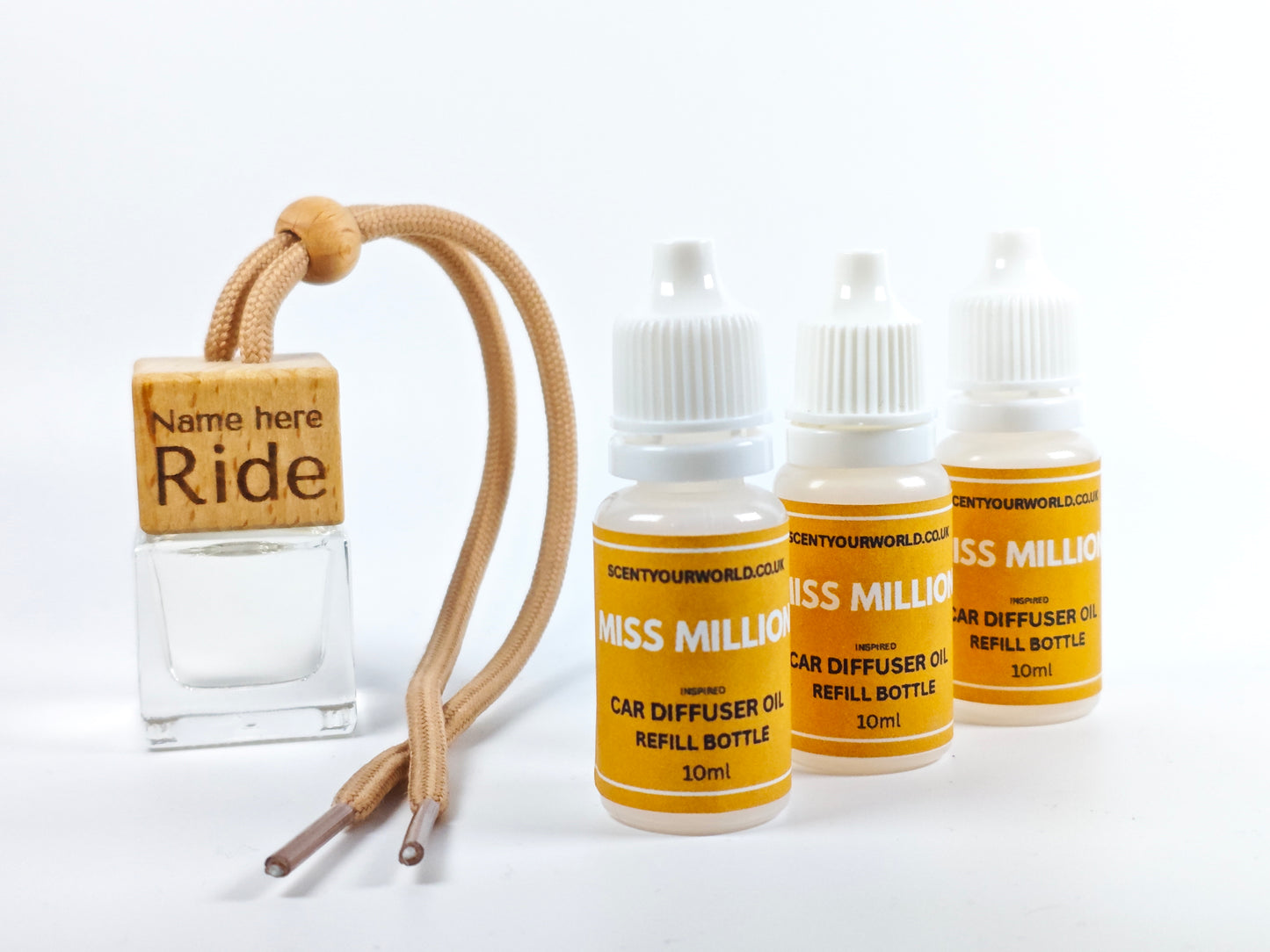 Personalised refillable car diffuser - Miss million - Inspired scent