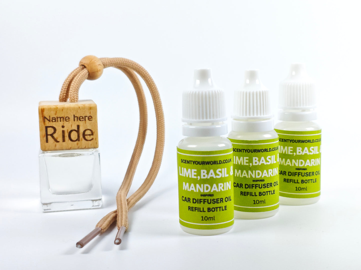 Personalised refillable car diffuser - Lime, Basic, and Mandarin - Inspired scent