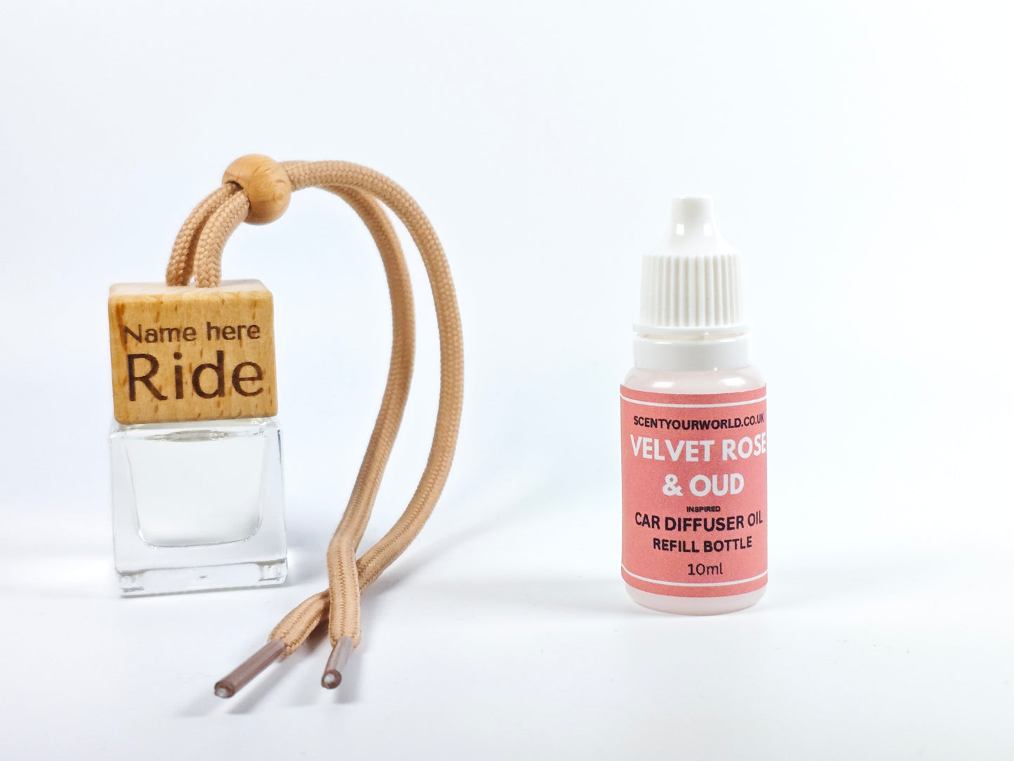 Personalised refillable car diffuser - Velvet rose & oud - Inspired scent