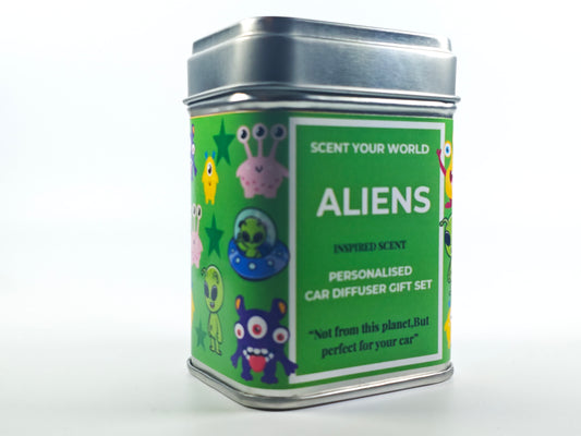 Personalised car diffuser gift set - Aliens - Inspired scent