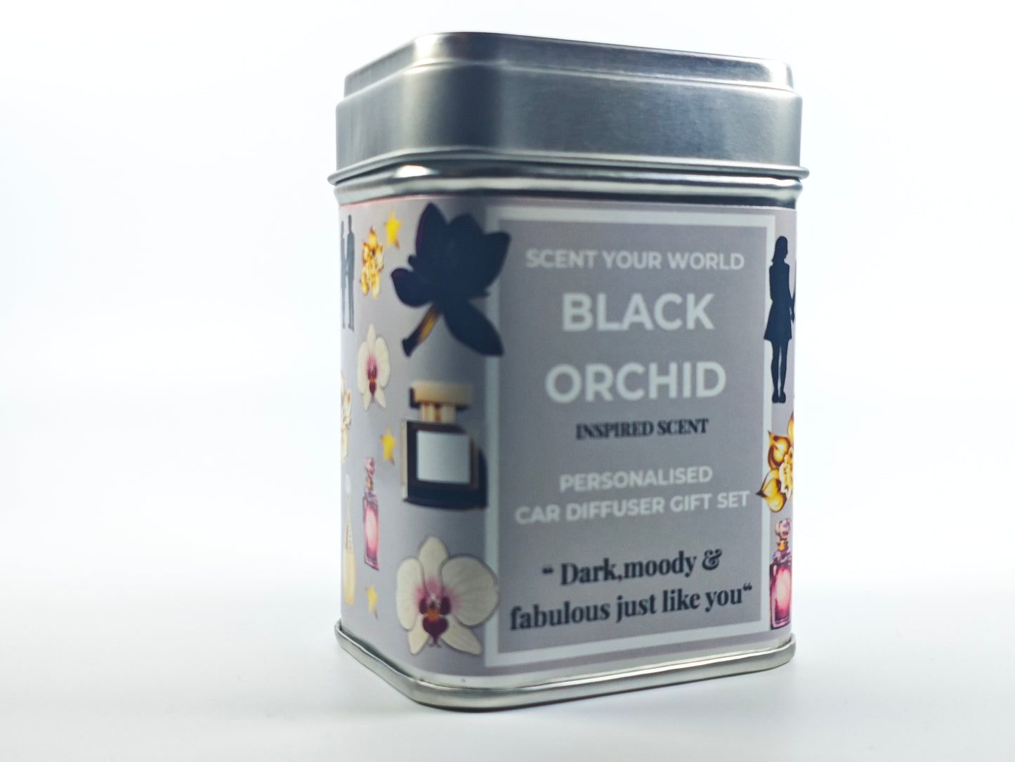 Personalised car diffuser gift set - Black orchid - Inspired scent