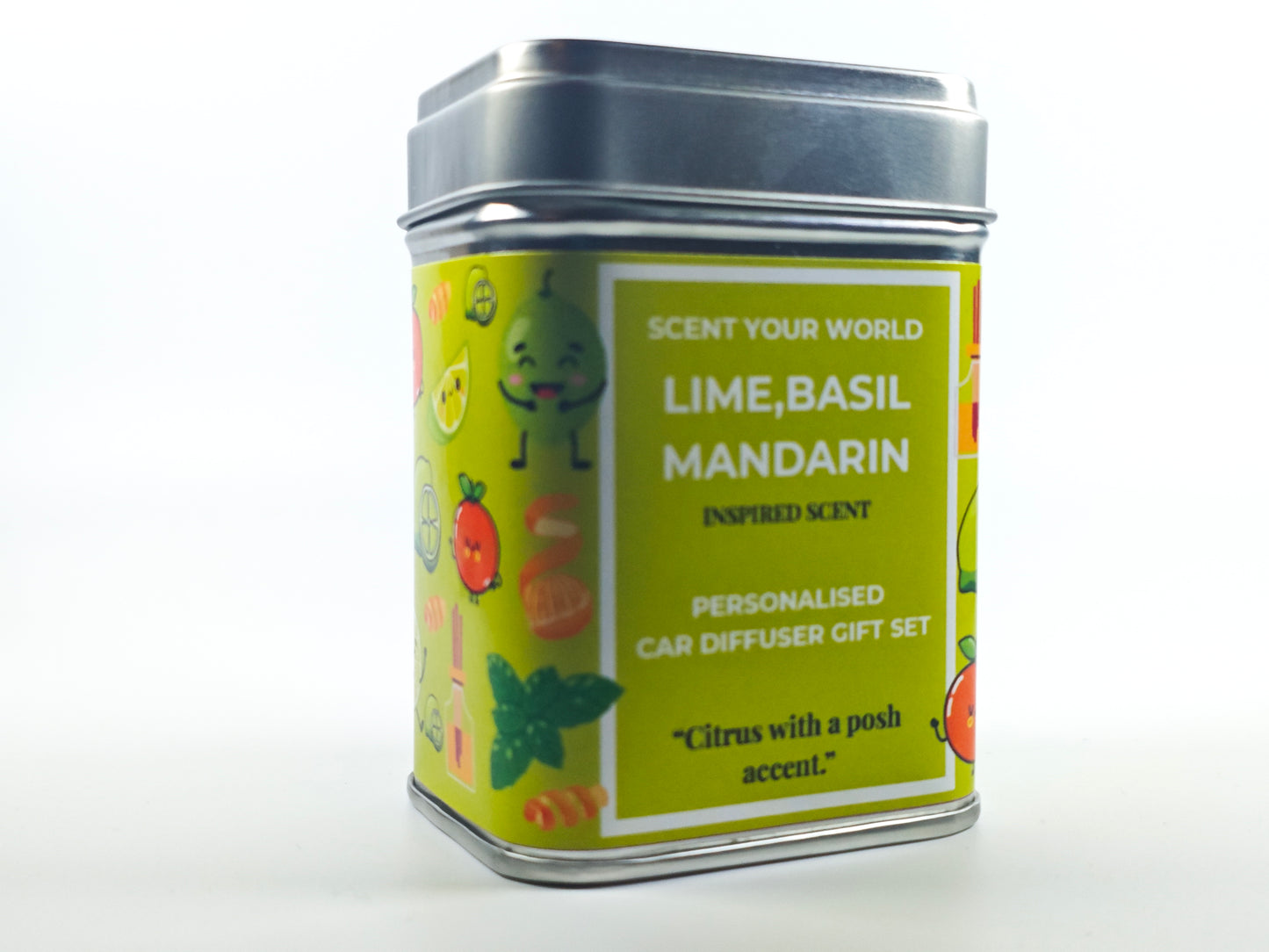 Personalised car diffuser gift set - Lime, basil, and mandarin - Inspired scent