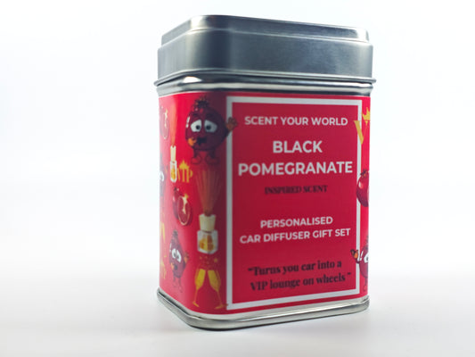 Personalised car diffuser gift set - Black pomegranate - Inspired scent