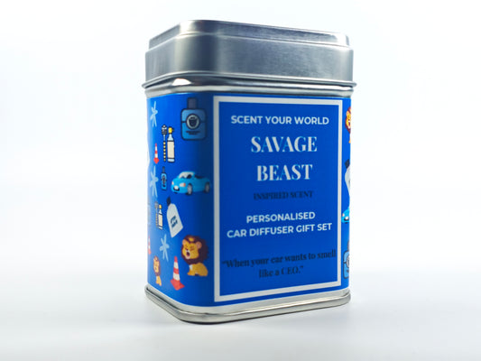 Personalised car diffuser gift set - Savage beast - Inspired scent