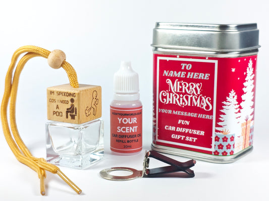 Christmas car diffuser gift set - I'm speeding cos I need a poo