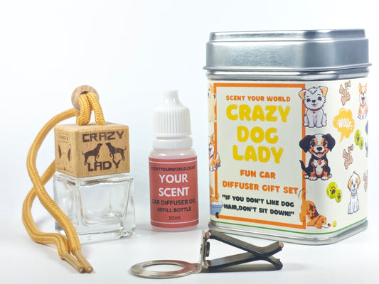 Fun car diffuser gift set - Crazy dog lady